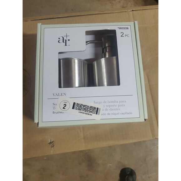 Allen + Roth Brushed Nickel 15-oz Freestanding Soap & Lotion Dispenser - Picture 1 of 3